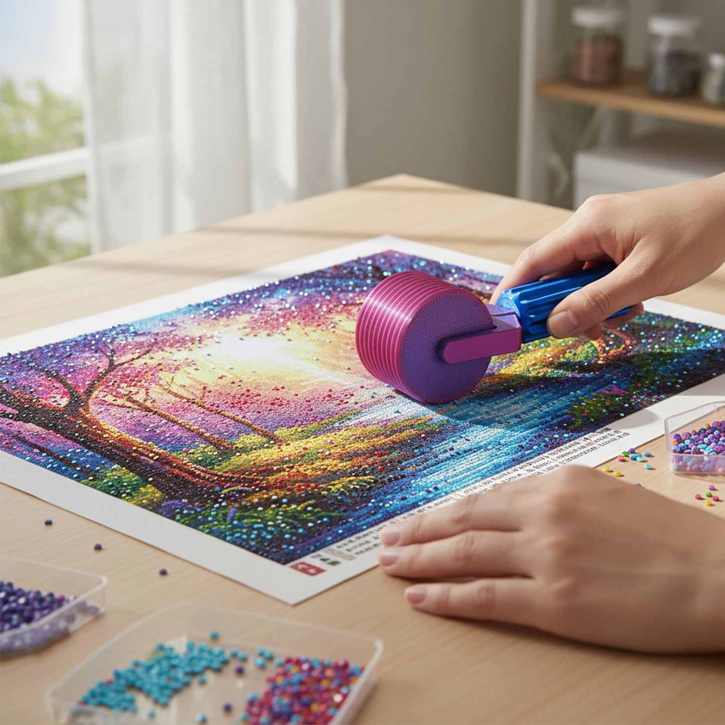 2Pcs Diamond Painting Roller DIY Diamond Painting Tools (Candy Color Red Blue)