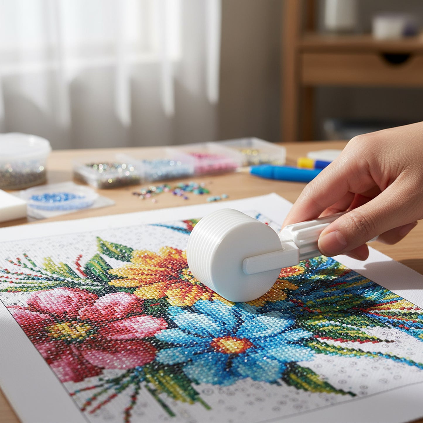 2Pcs Diamond Painting Roller DIY Diamond Painting Tools (Candy Color Silver)