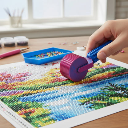 2Pcs Diamond Painting Roller DIY Diamond Painting Tools (Blue Green Red Blue)