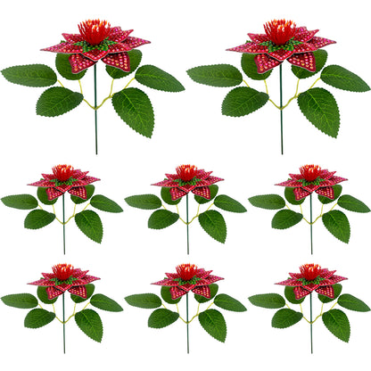 8Pcs 3D Red Artificial Flowers DIY Desktop Diamond Art Kit for Adults Home Decor