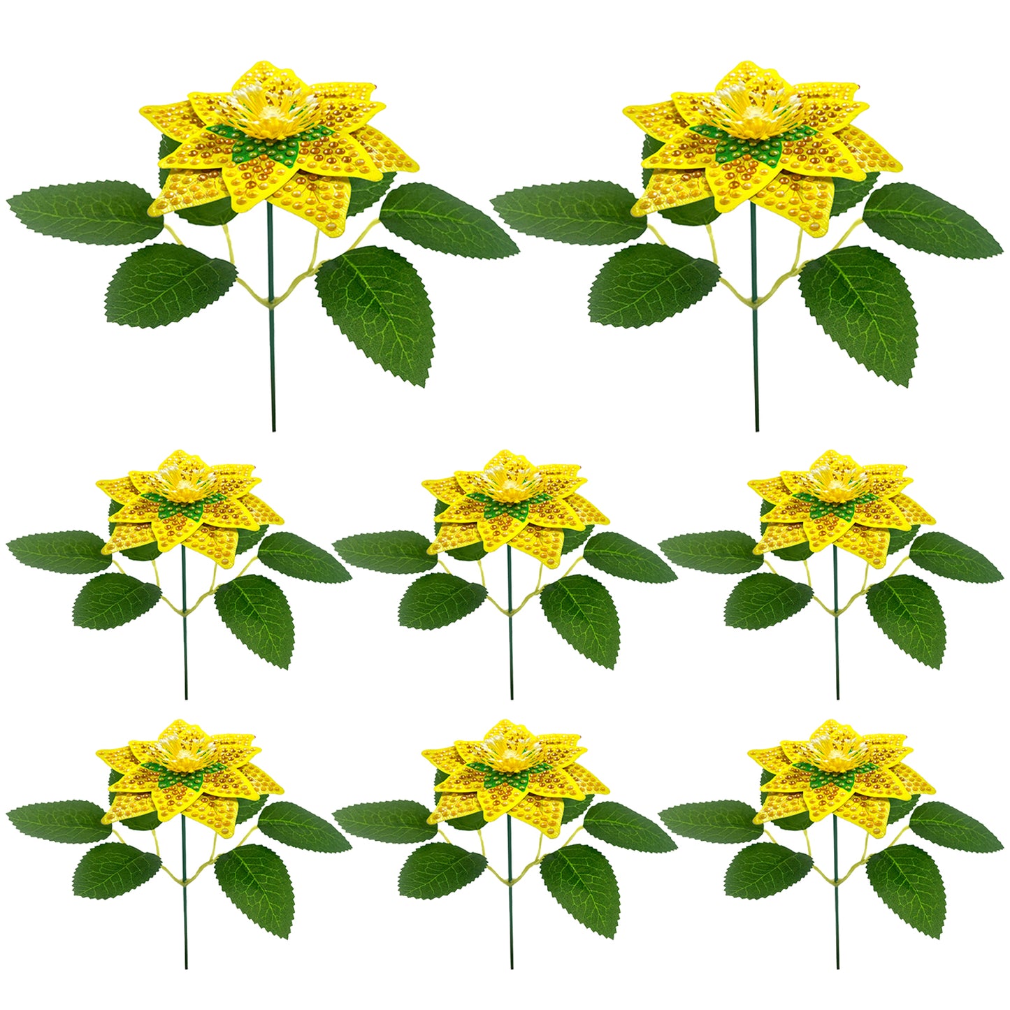 8Pcs 3D Yellow Artificial Flowers DIY Desktop Diamond Art Kit Adults Home Decor
