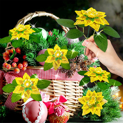 8Pcs 3D Yellow Artificial Flowers DIY Desktop Diamond Art Kit Adults Home Decor