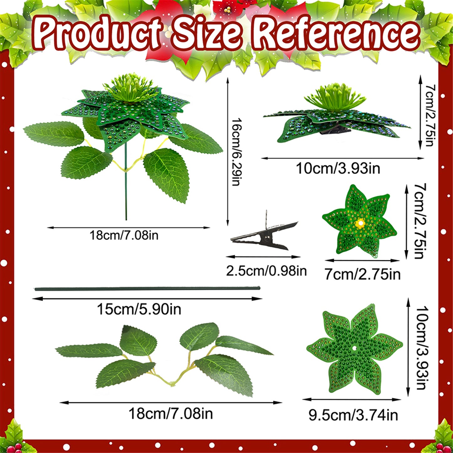 8Pcs 3D Green Artificial Flowers DIY Desktop Diamond Art Kit Adults Home Decor