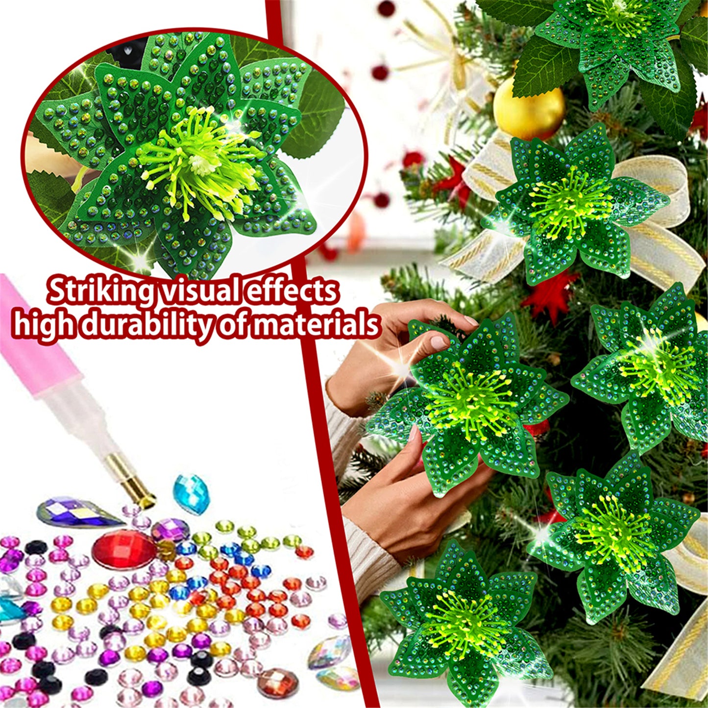 8Pcs 3D Green Artificial Flowers DIY Desktop Diamond Art Kit Adults Home Decor