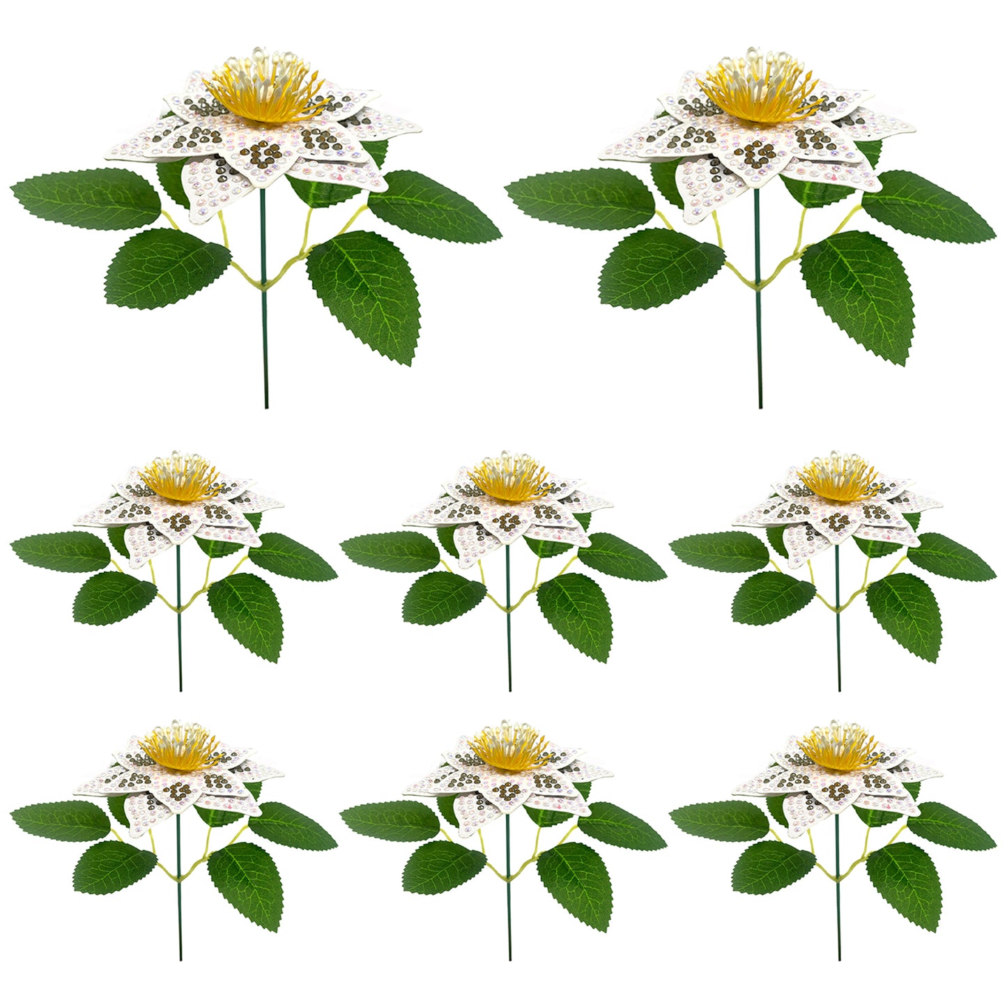 8Pcs 3D White Artificial Flowers DIY Desktop Diamond Art Kit Adults Home Decor