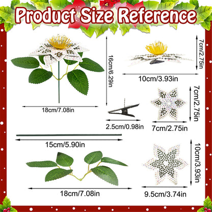 8Pcs 3D White Artificial Flowers DIY Desktop Diamond Art Kit Adults Home Decor