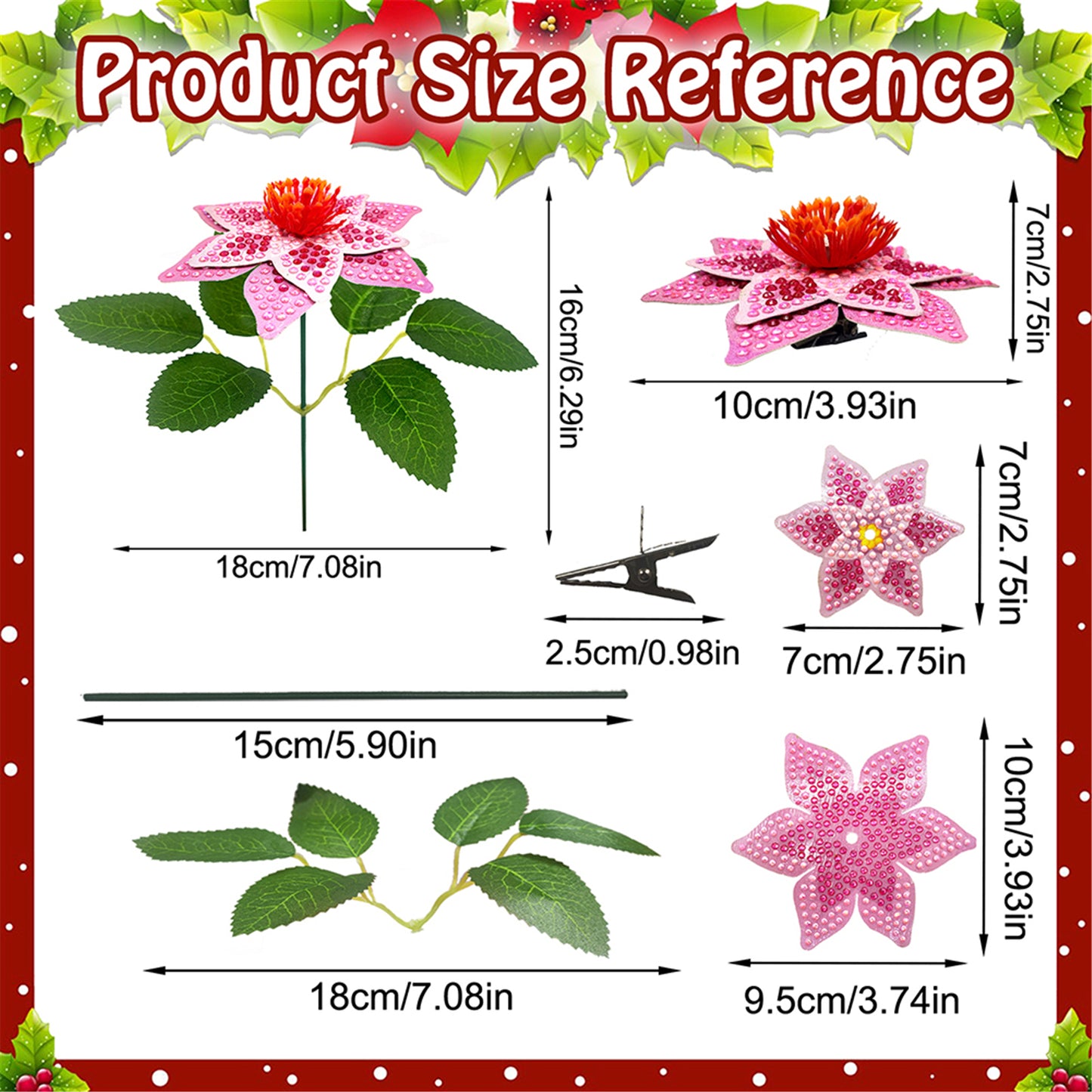 8Pcs 3D Pink Artificial Flowers DIY Desktop Diamond Art Kit for Adult Home Decor