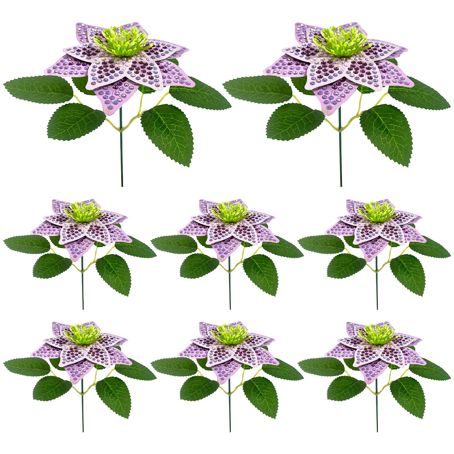 8Pcs 3D Purple Artificial Flowers DIY Desktop Diamond Art Kit Adults Home Decor