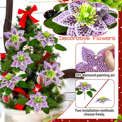 8Pcs 3D Purple Artificial Flowers DIY Desktop Diamond Art Kit Adults Home Decor
