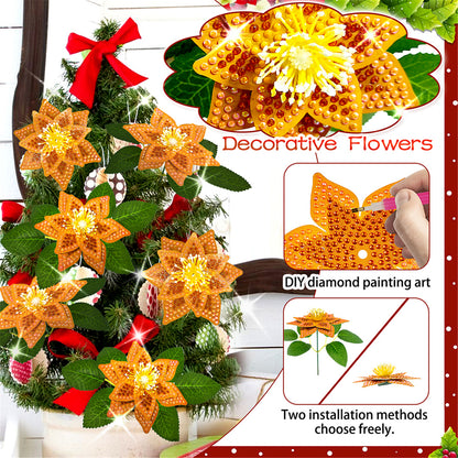 8Pcs 3D Orange Artificial Flowers DIY Desktop Diamond Art Kit Adults Home Decor