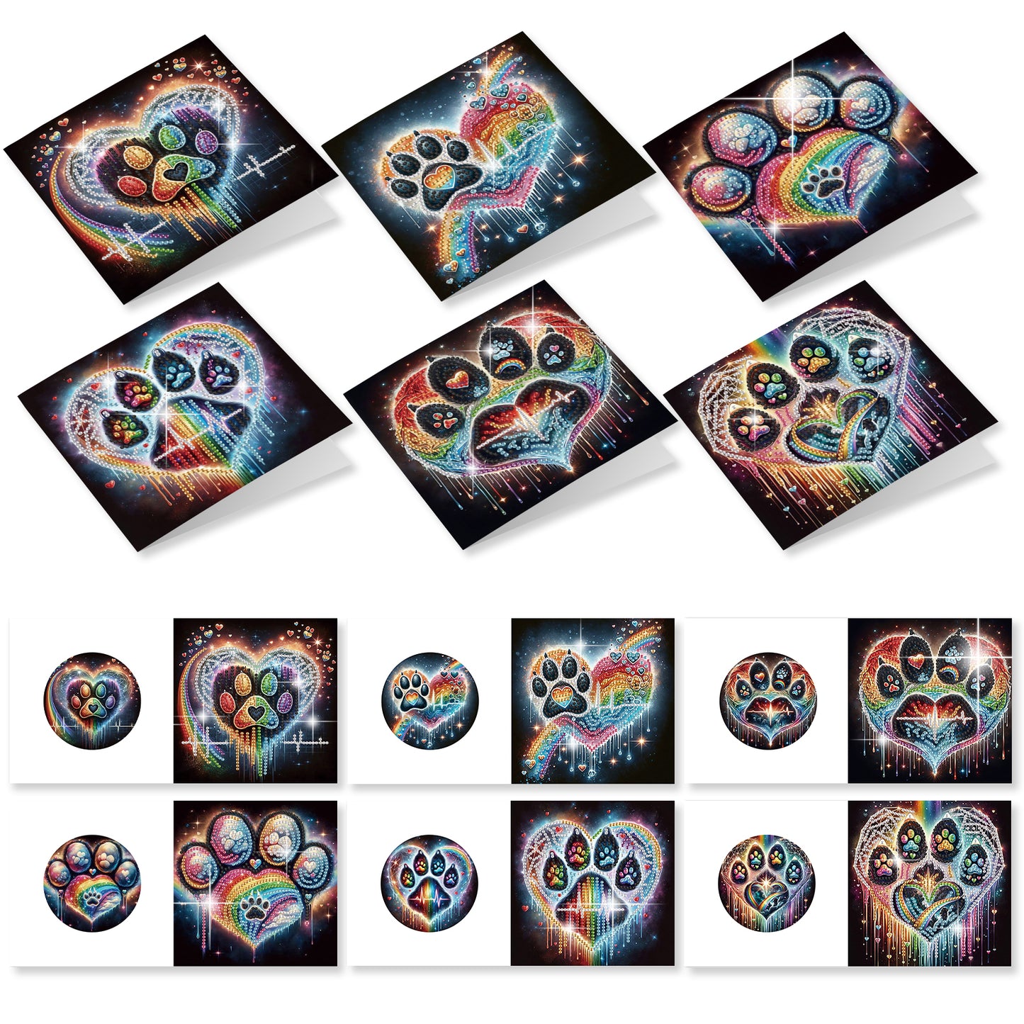 12pcs Animals Pattern DIY Diamond Art Greeting Cards with Envelope for Festivals