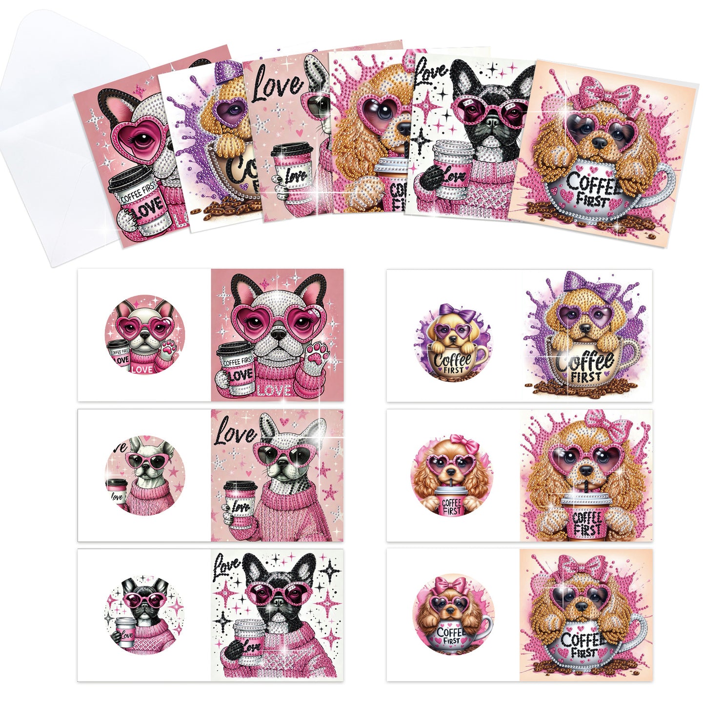 12pcs Animals Pattern DIY Diamond Art Greeting Cards with Envelope for Festivals