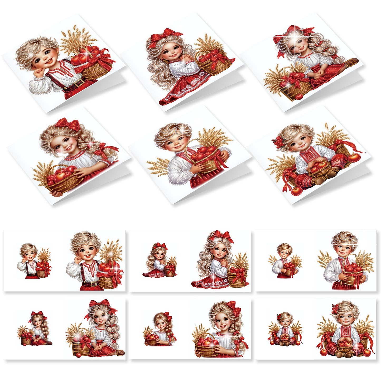 12pcs Boy Pattern DIY Diamond Art Greeting Cards with Envelope for Festivals