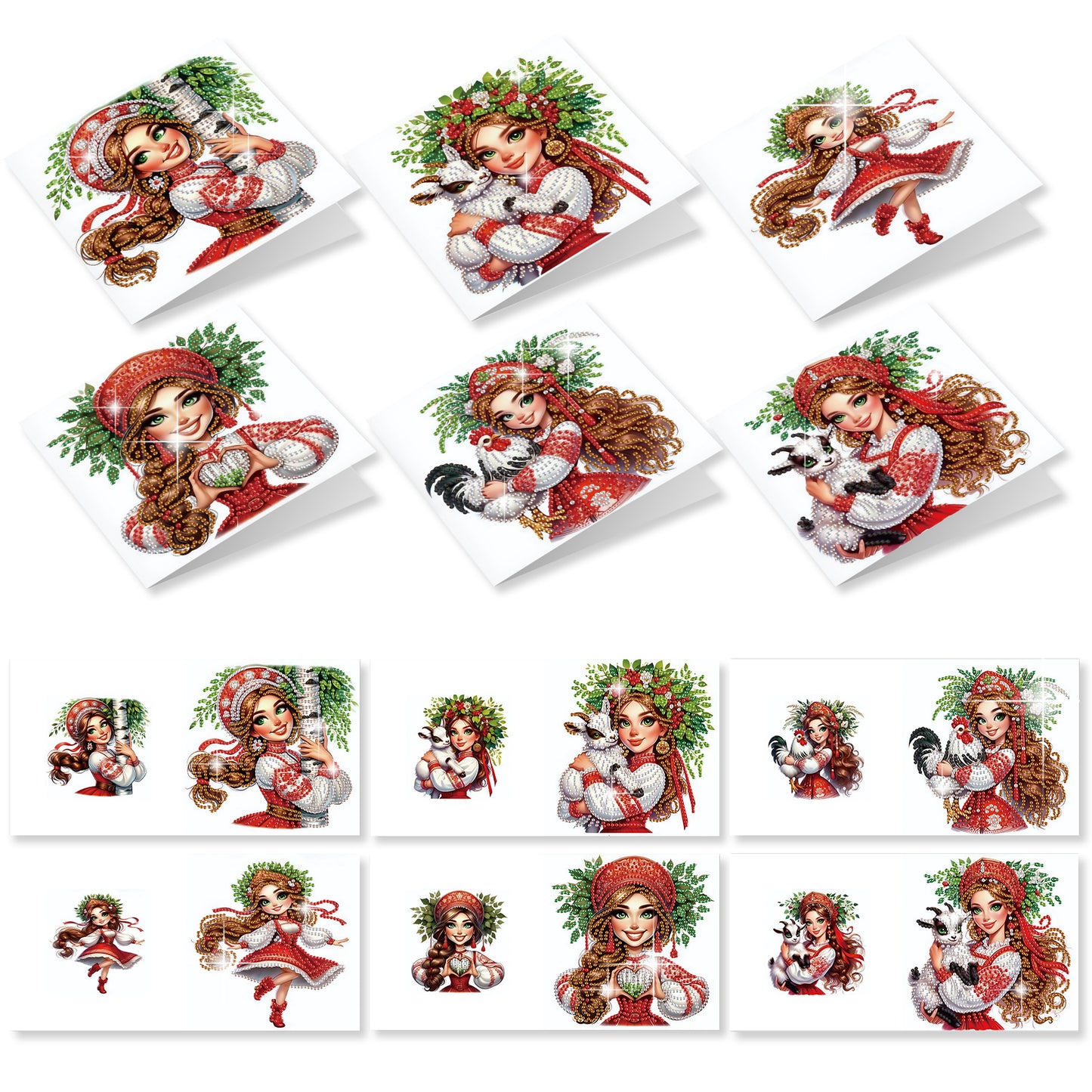 12pcs Boy Pattern DIY Diamond Art Greeting Cards with Envelope for Festivals