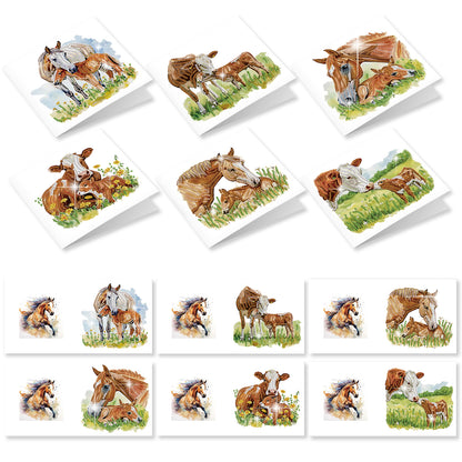 12pcs Cow Pattern DIY Diamond Art Greeting Cards with Envelope for Festivals