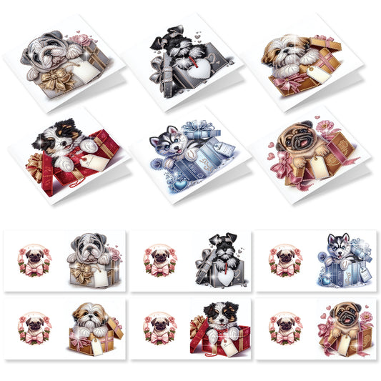 12pcs Cat Pattern DIY Diamond Art Greeting Cards with Envelope for Festivals