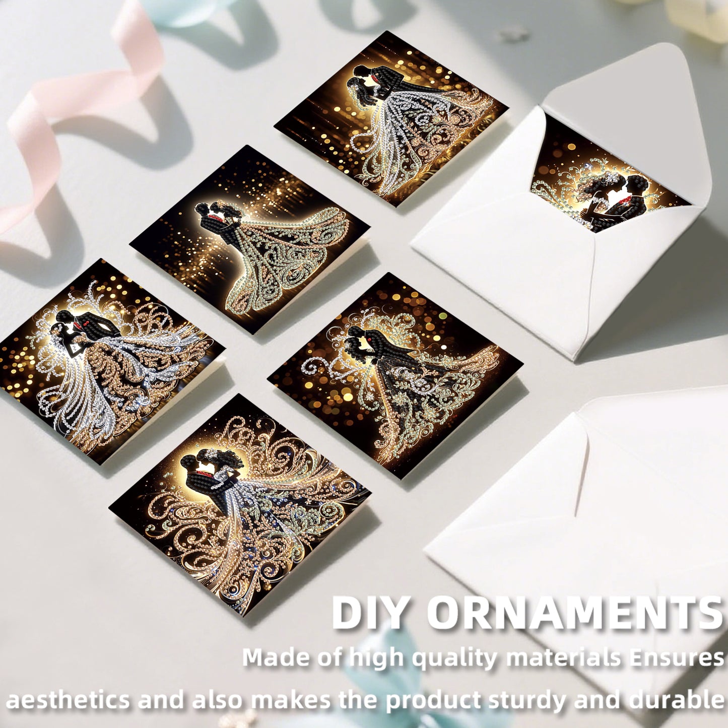12PCS Couples DIY Diamond Painting Greeting Card Set with Envelopes for Adults