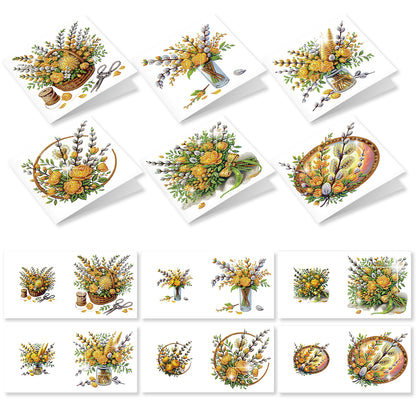 12PCS Bouquet of Flowers DIY Diamond Painting Greeting Card Set with Envelopes