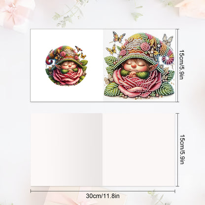 12PCS Flower Goblin DIY Diamond Painting Greeting Card Set with Envelopes