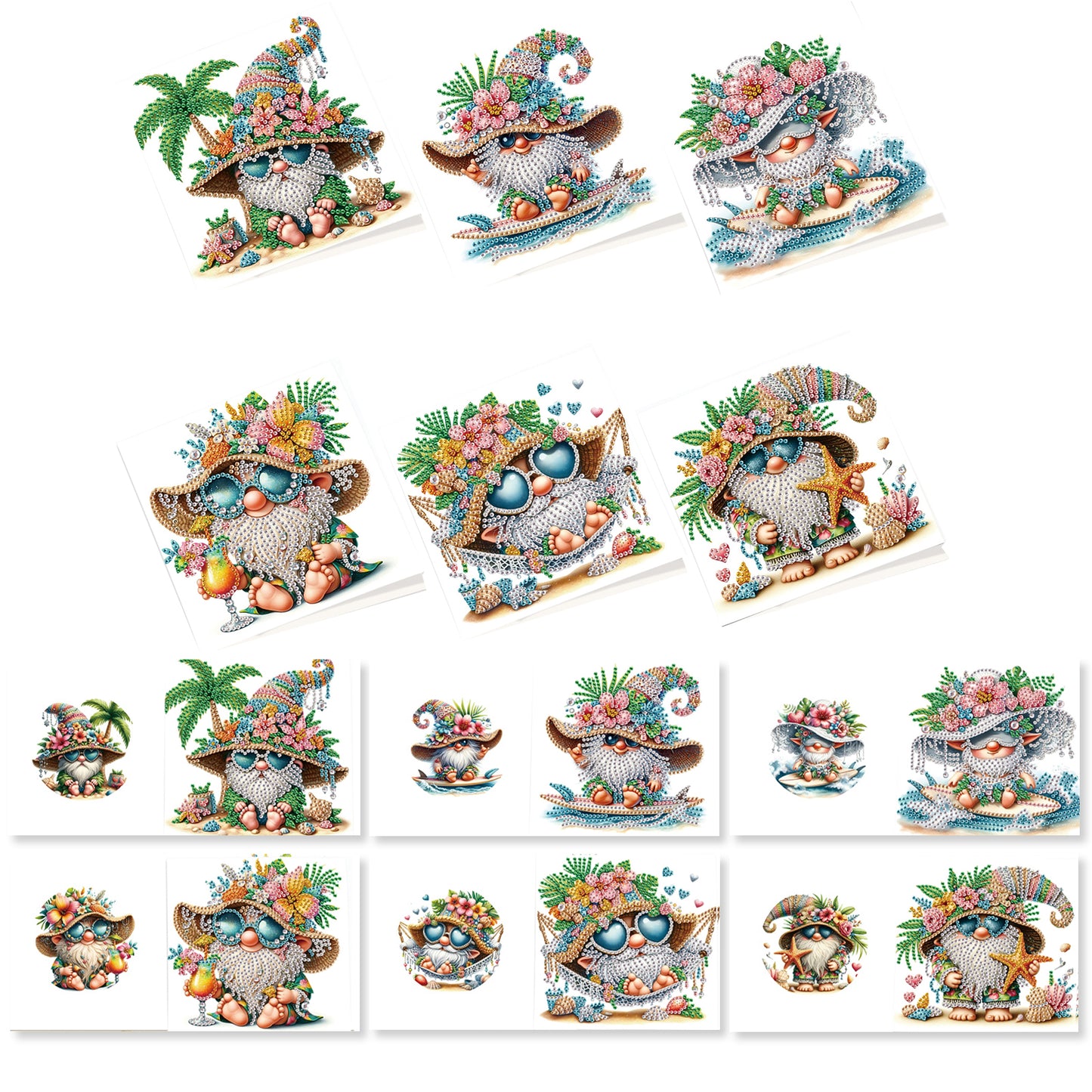 12PCS Flower Goblin DIY Diamond Painting Greeting Card Set with Envelopes