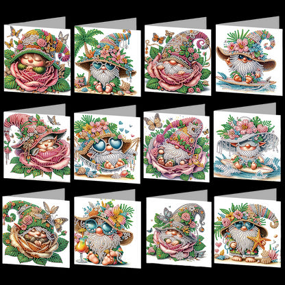 12PCS Flower Goblin DIY Diamond Painting Greeting Card Set with Envelopes