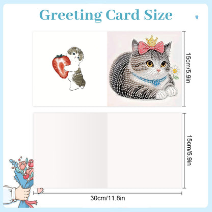 12PCS Cute Kitten DIY Diamond Painting Greeting Card Set with Envelopes