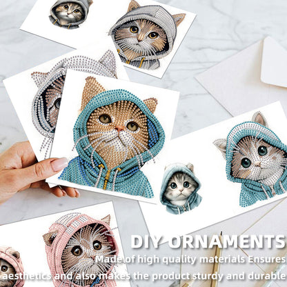12PCS Cute Kitten DIY Diamond Painting Greeting Card Set with Envelopes
