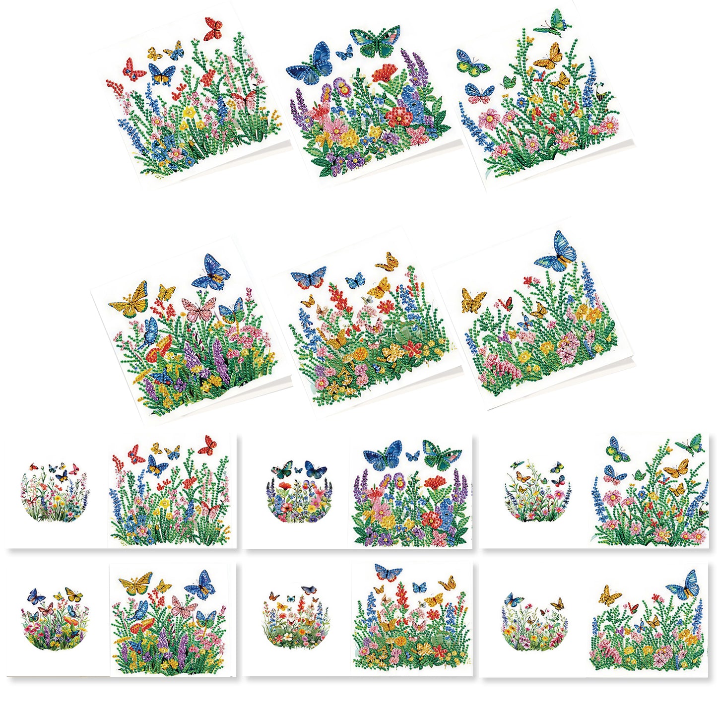 12PCS Butterfly DIY Diamond Painting Greeting Card Set with Envelopes for Adults