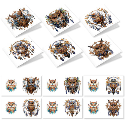 12PCS Dreamcatcher Owl DIY Diamond Painting Greeting Card Set with Envelopes