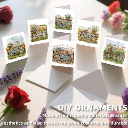 12PCS Flower Bike DIY Diamond Painting Greeting Card Set with Envelopes