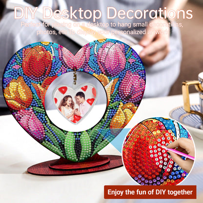 2D Flatt DIY Wooden Tulip Desktop Diamond Art Ornament Kits Home Decor