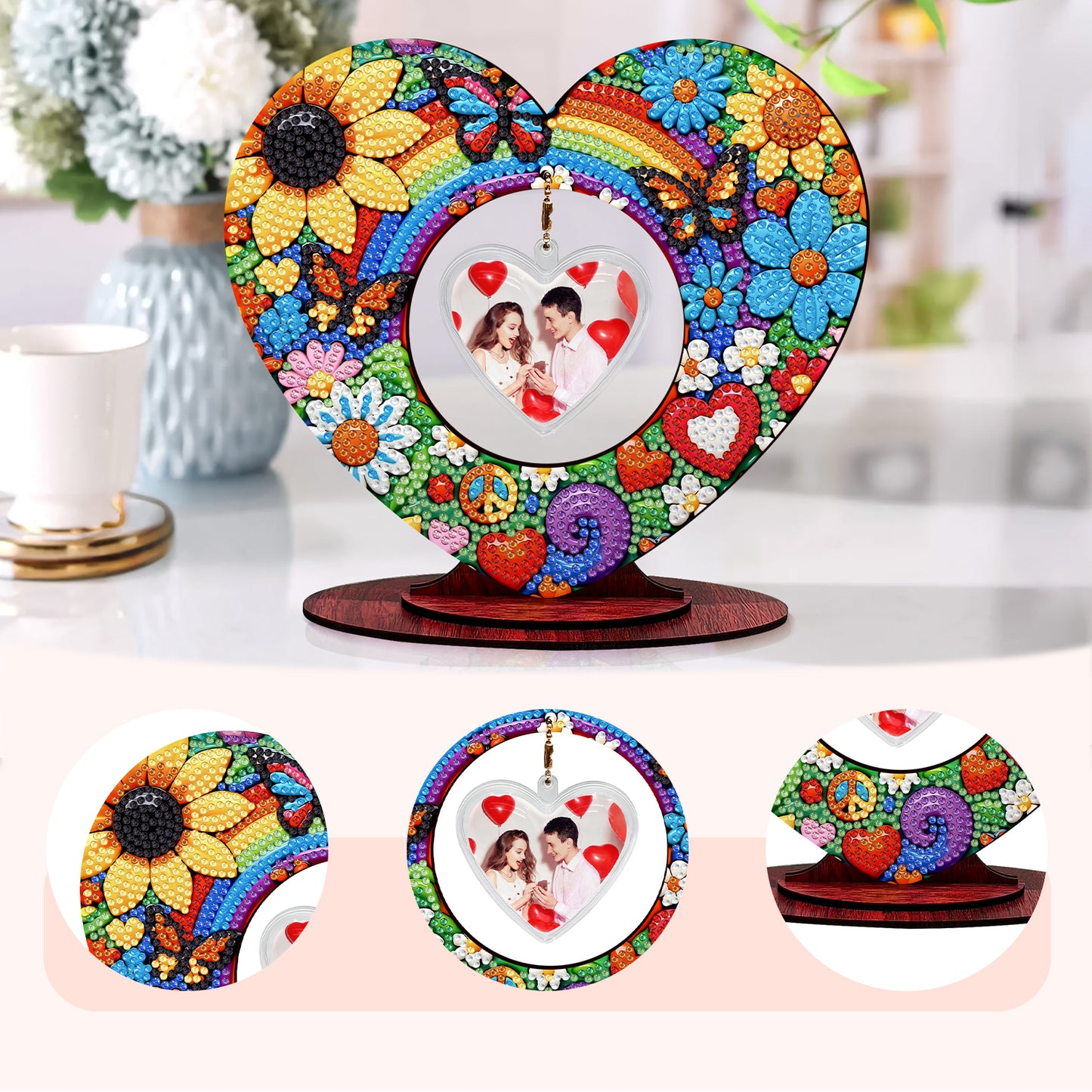 2D Flatt DIY Wooden Sunflower Desktop Diamond Art Ornament Kits Home Decor