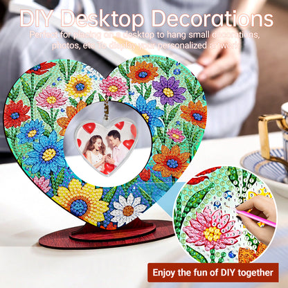 2D Flatt DIY Wooden Small Flower Desktop Diamond Art Ornament Kits Home Decor