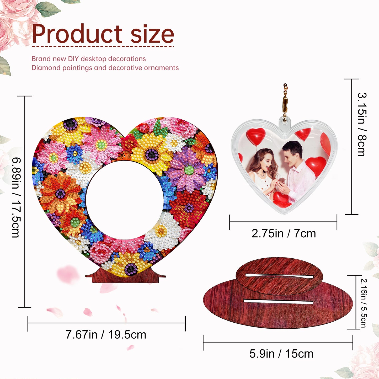 2D Flatt DIY Wooden Flowers Desktop Diamond Art Ornament Kits Home Decor