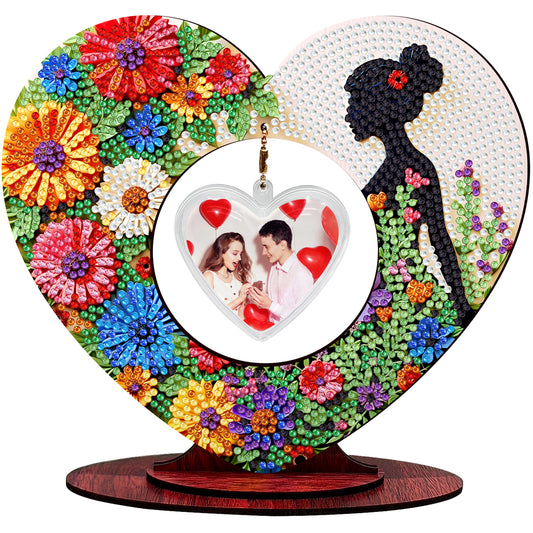 2D Flatt DIY Wooden Flower Girl Desktop Diamond Art Ornament Kits Home Decor
