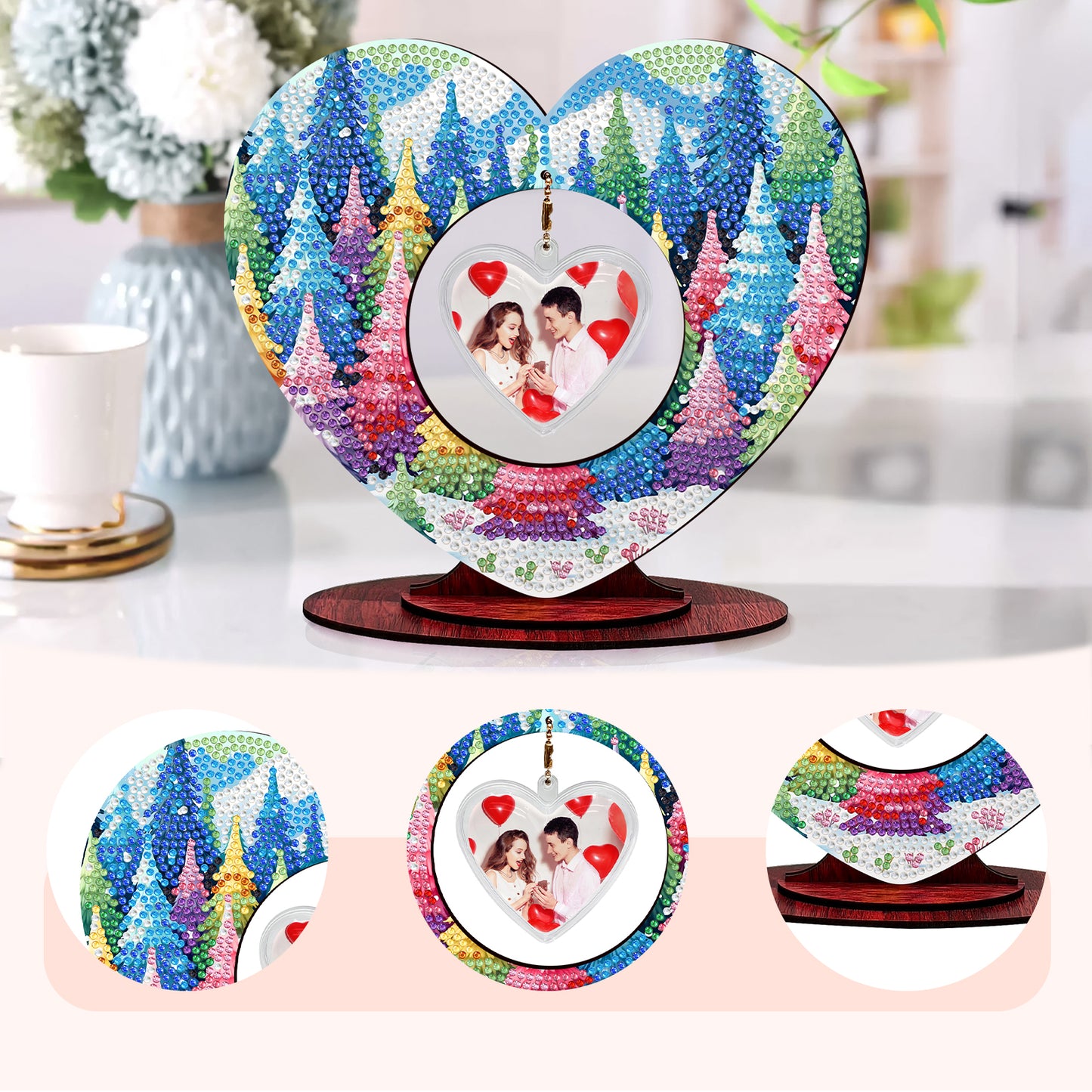 2D Flatt DIY Wooden Forest Desktop Diamond Art Ornament Kits Home Decor