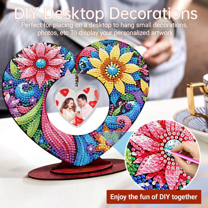 2D Flatt DIY Wooden Flowers Desktop Diamond Art Ornament Kits Home Decor