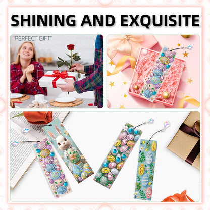 16pcs Easter Eggs DIY 5D Diamond Painting Bookmark Kit with Pendant for Adults