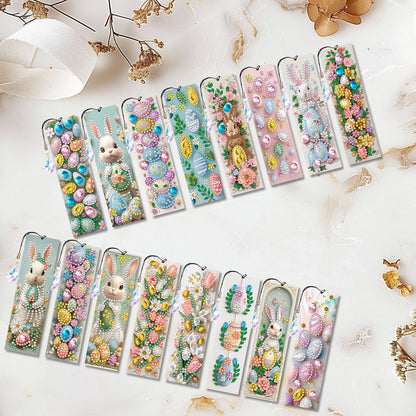 16pcs Easter Eggs DIY 5D Diamond Painting Bookmark Kit with Pendant for Adults