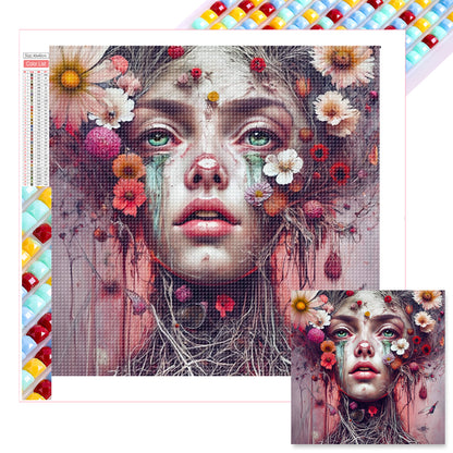 Flower Girl - Full Square Drill Diamond Painting 40*40CM