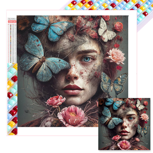 Flower Girl - Full Square Drill Diamond Painting 40*40CM