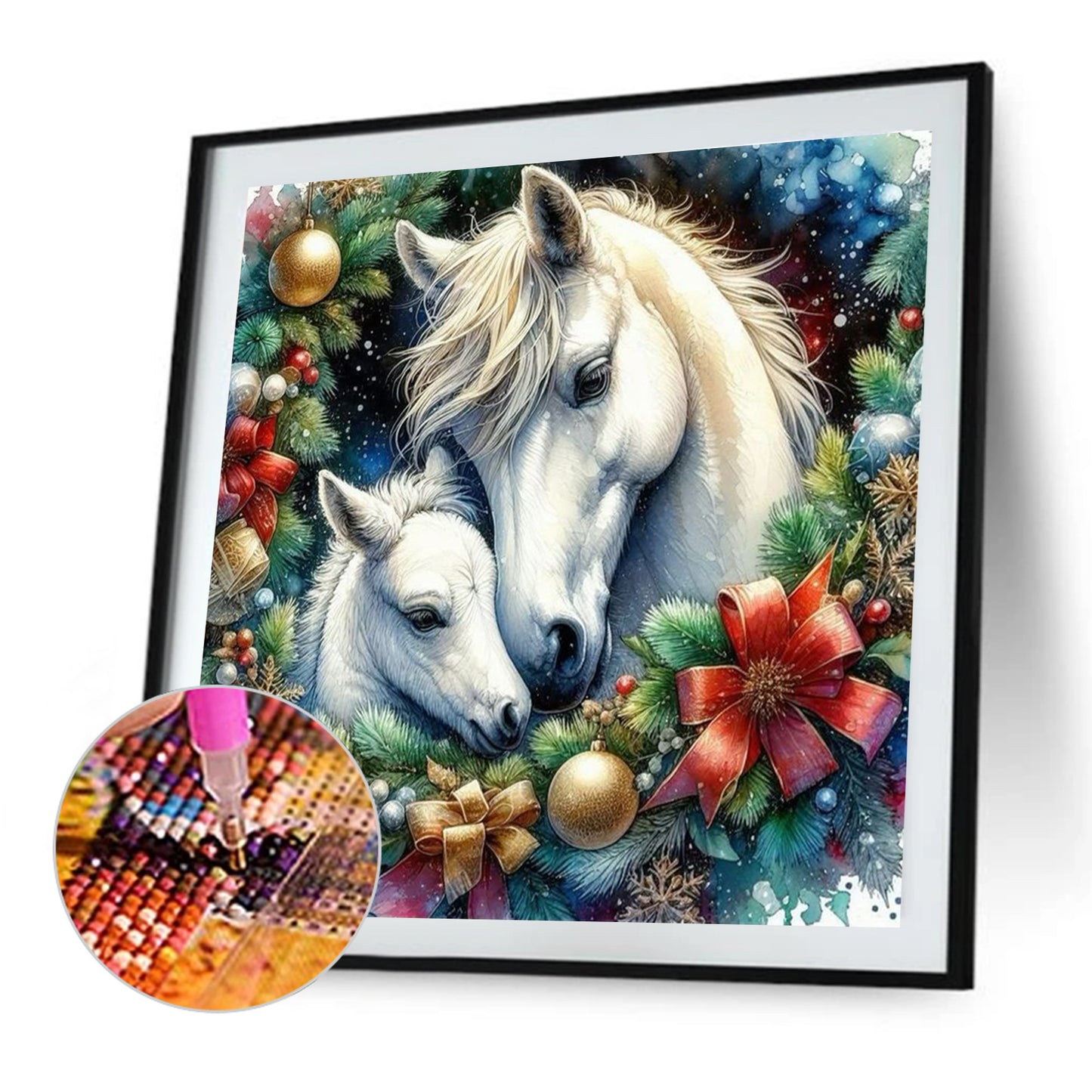 Winter Christmas Pony - Full Square Drill Diamond Painting 30*30CM