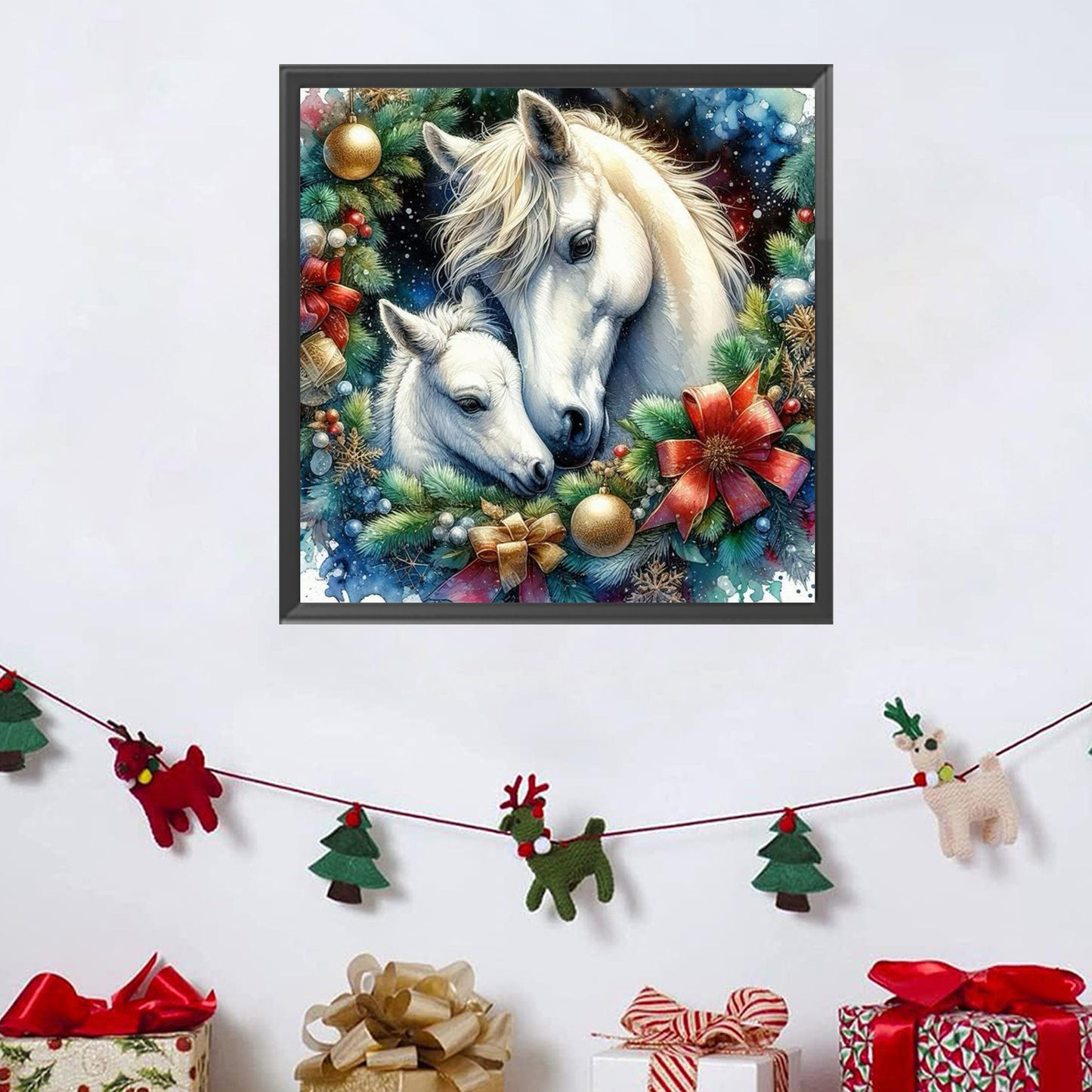 Winter Christmas Pony - Full Square Drill Diamond Painting 30*30CM
