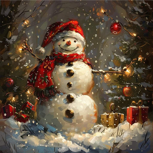 Winter Christmas Snowman - Full Square Drill Diamond Painting 30*30CM