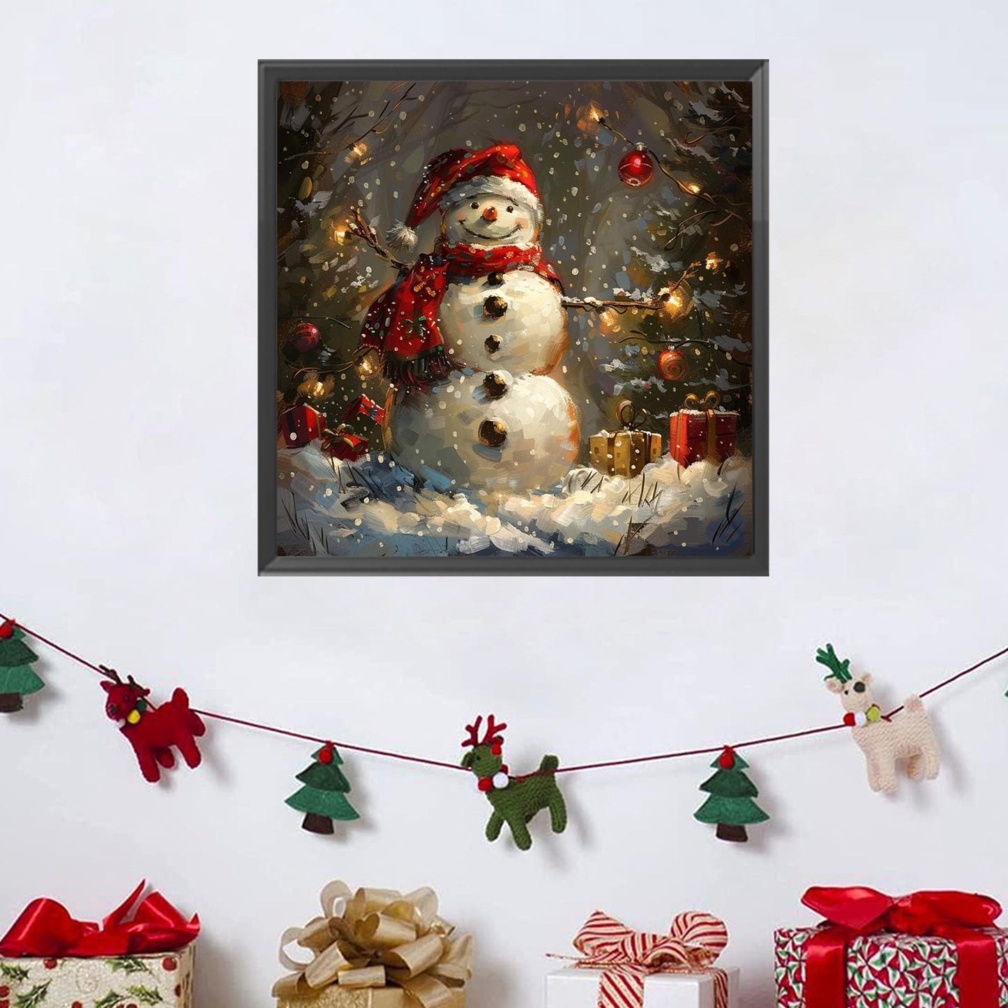 Winter Christmas Snowman - Full Square Drill Diamond Painting 30*30CM
