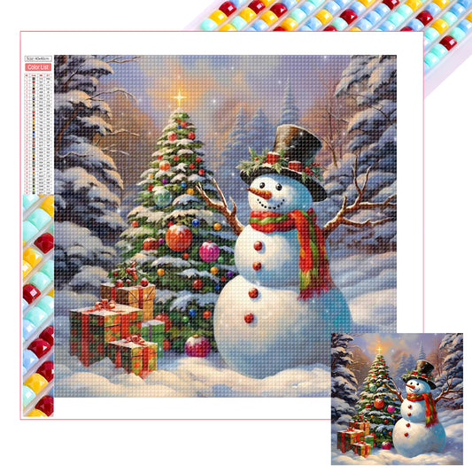 Winter Christmas Snowman - Full Square Drill Diamond Painting 30*30CM