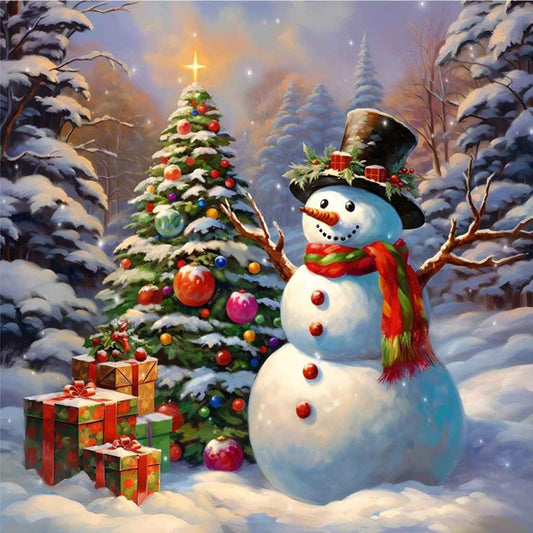 Winter Christmas Snowman - Full Square Drill Diamond Painting 30*30CM
