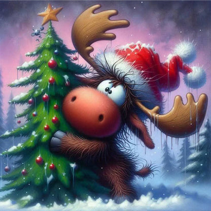 Winter Christmas Reindeer - Full Square Drill Diamond Painting 30*30CM