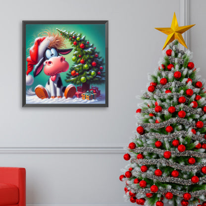 Winter Christmas Cow - Full Square Drill Diamond Painting 30*30CM