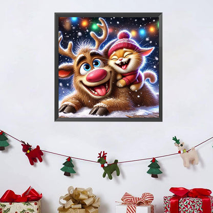 Winter Christmas Reindeer - Full Square Drill Diamond Painting 30*30CM